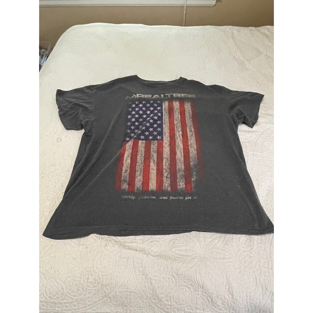 Realtree Mens American Flag Graphic T-Shirt Charcoal Heather XL Liberty Freedom
